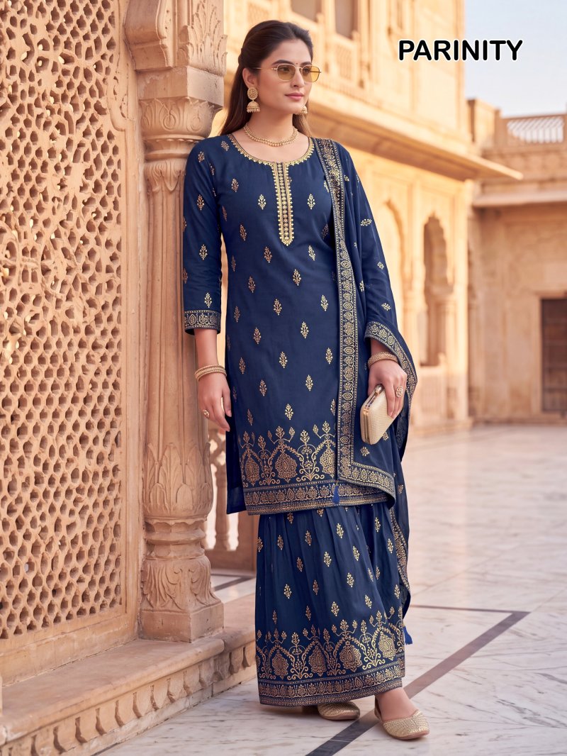 Parinity By Banwery Rayon Foil Printed Kurti With Bottom Dupatta